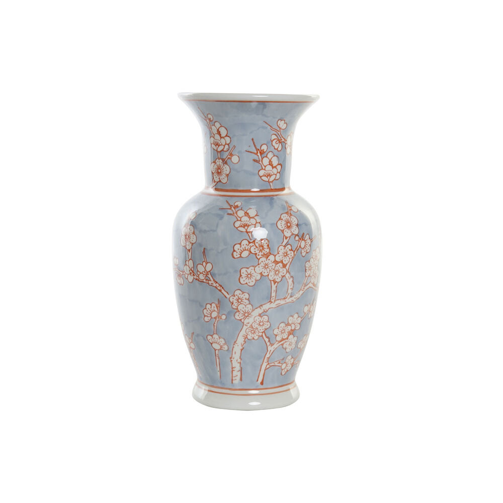 Vase DKD Home Decor Porcelain Blue Orange Oriental (24 x 24 x 46 cm)