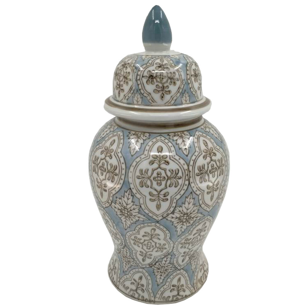 Vase DKD Home Decor Porcelain Beige Blue Arab (18 x 18 x 30 cm)