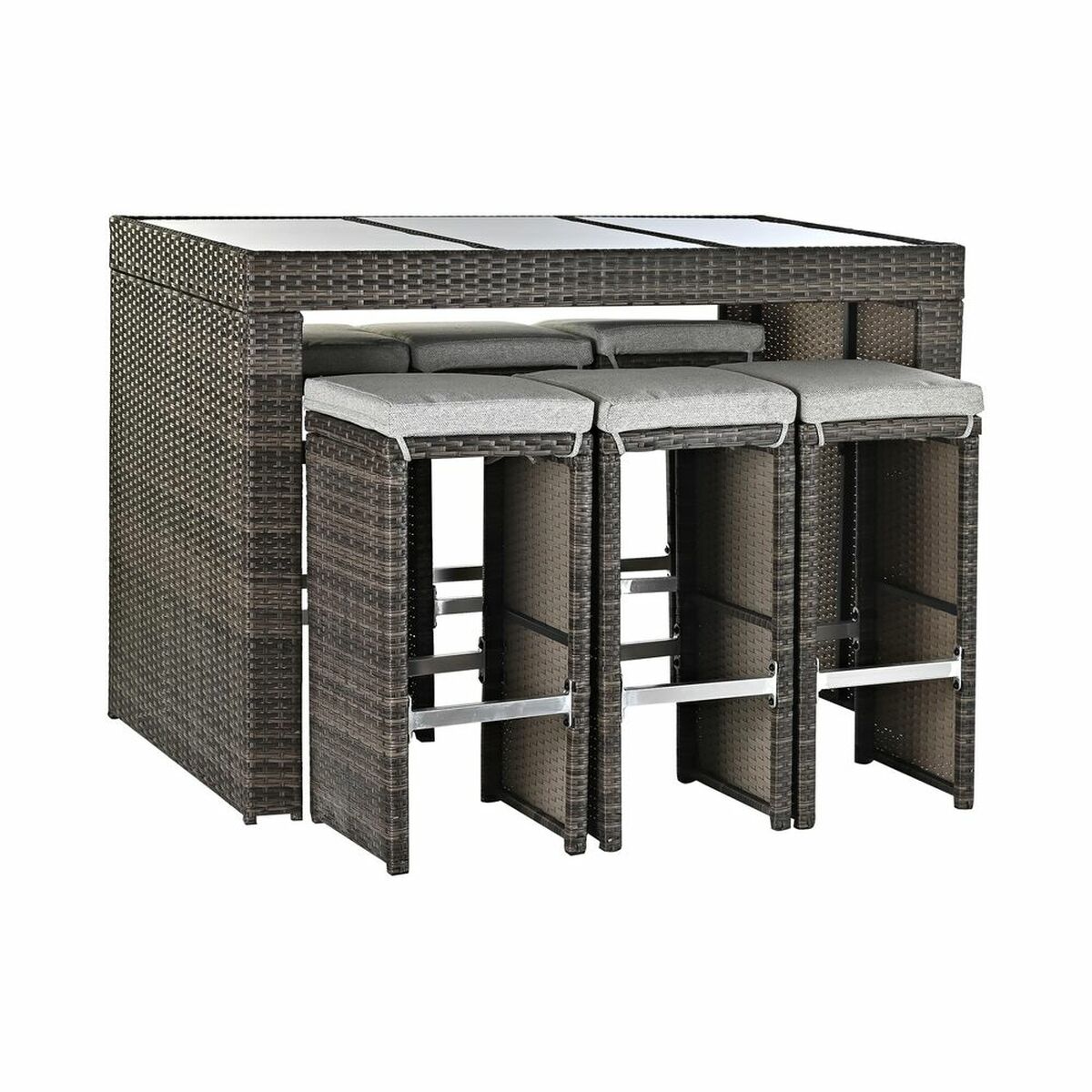 Ensemble Table + Chaises DKD Home Decor Vert rotin synthétique Acier (143 x 80 x 100 cm) (7 pcs)  