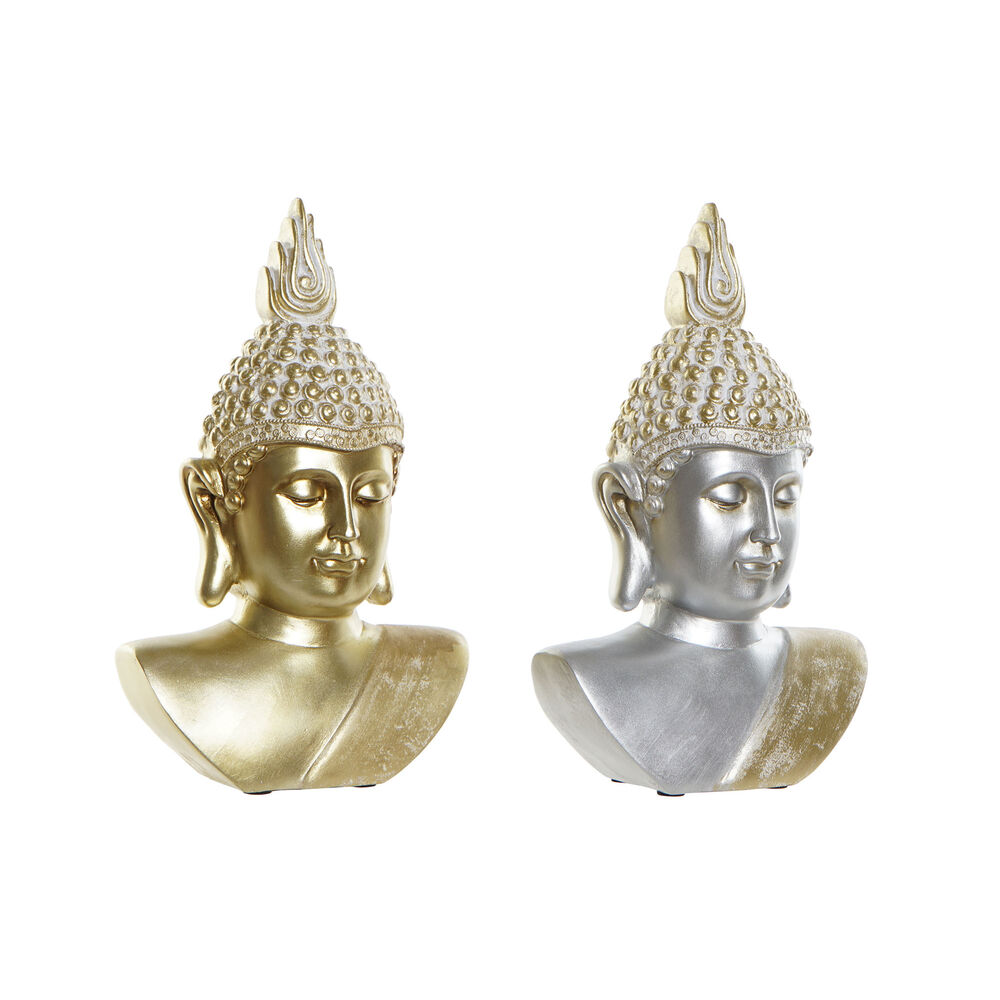 Dekorativ Figur DKD Home Decor Sølv Gyllen Buddha Harpiks (19 x 11.5 x 32 cm) (2 pcs)