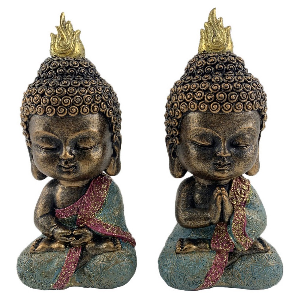 Decorative Figure DKD Home Decor Buddha Resin (9 x 8.5 x 19.5 cm) (2 pcs)