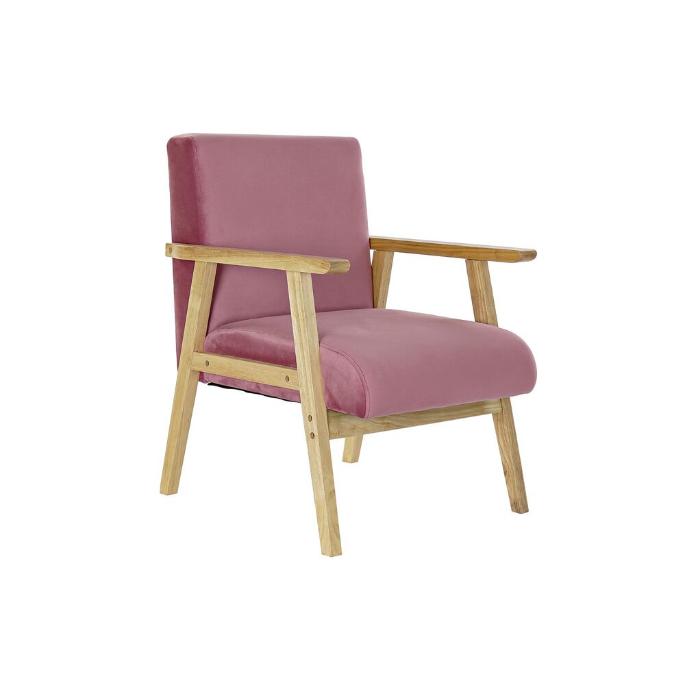 Armchair DKD Home Decor Pink Polyester MDF Wood (61 x 63 x 77 cm)