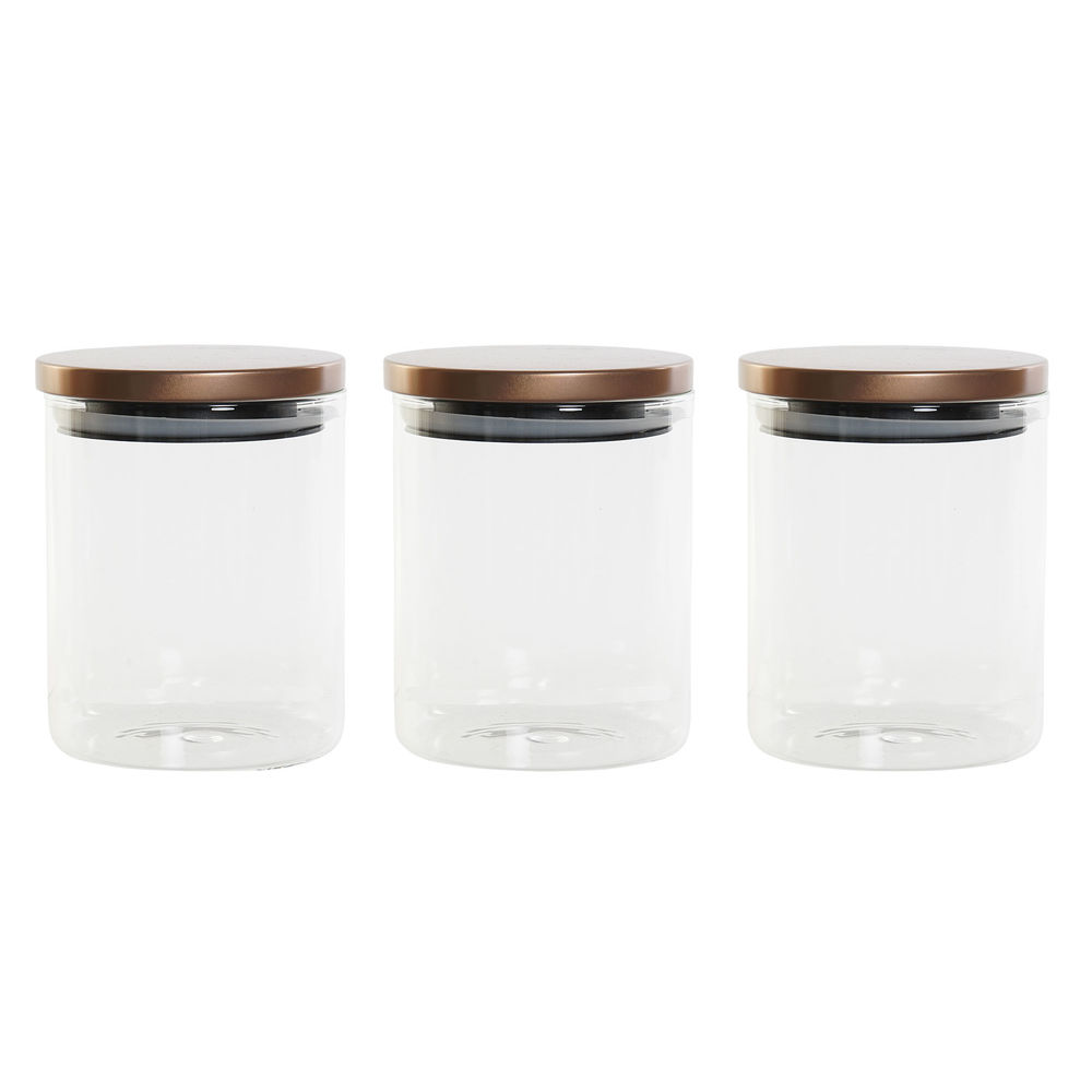 3 Tubs DKD Home Decor Metal Borosilicate Glass (3 pcs) (650 ml) (10 x 10 x 13 cm)
