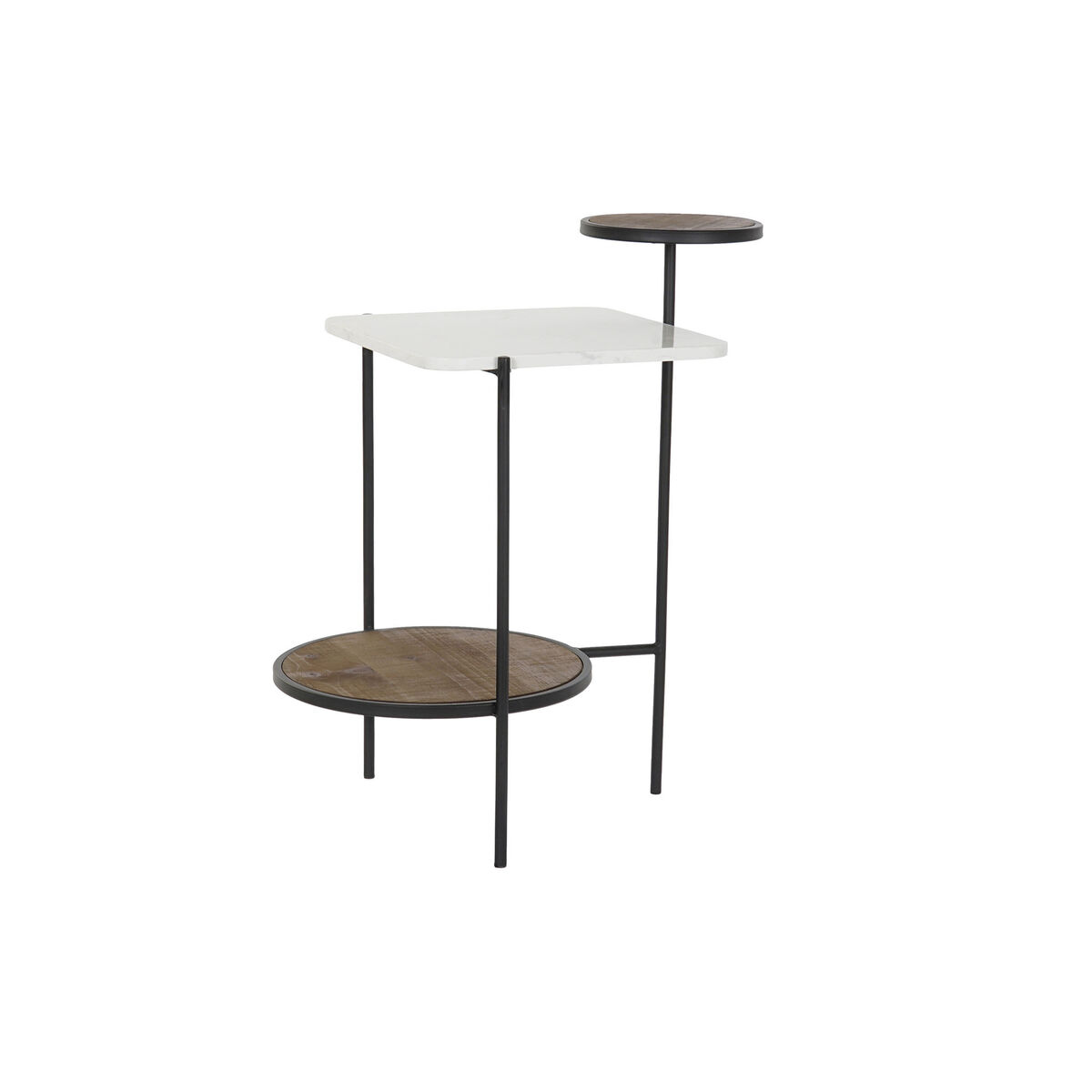 Mesa auxiliar DKD Home Decor Blanco Marrón Negro Madera Metal Mármol 56,5 x 38 x 66 cm