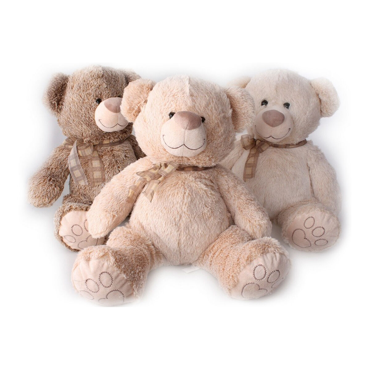 Oso de Peluche DKD Home Decor 42 x 45 x 45 cm Beige Marrón Blanco Oso (3 Piezas)