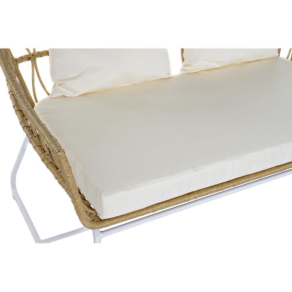 Sofá de Jardín DKD Home Decor Blanco Metal ratán sintético (132 x 58 x 80 cm)