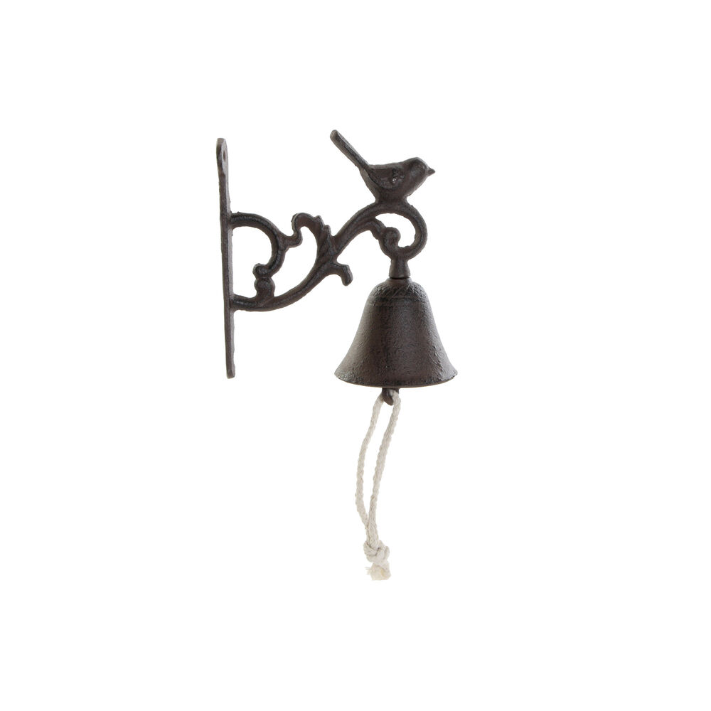 Campana DKD Home Decor Marrón Cuerda Pájaro Hierro colado (7 x 15 x 30 cm)
