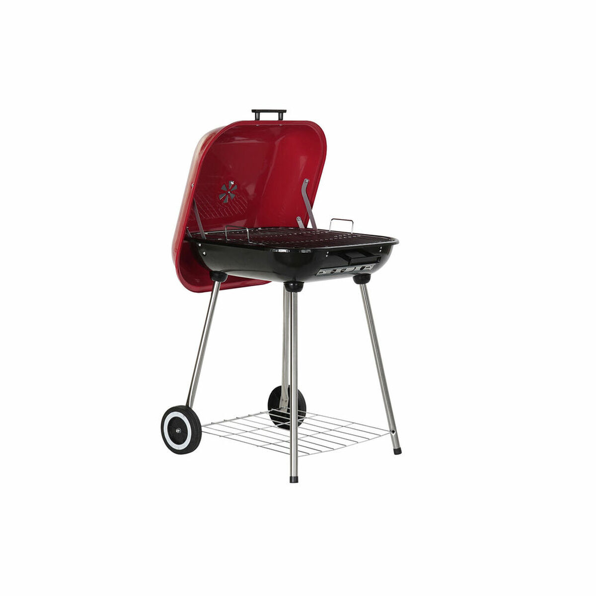Barbecue à Charbon avec Couvercle et Roulettes DKD Home Decor Rouge 60 x 57 x 80 cm Acier (60 x 57 x 80 cm)