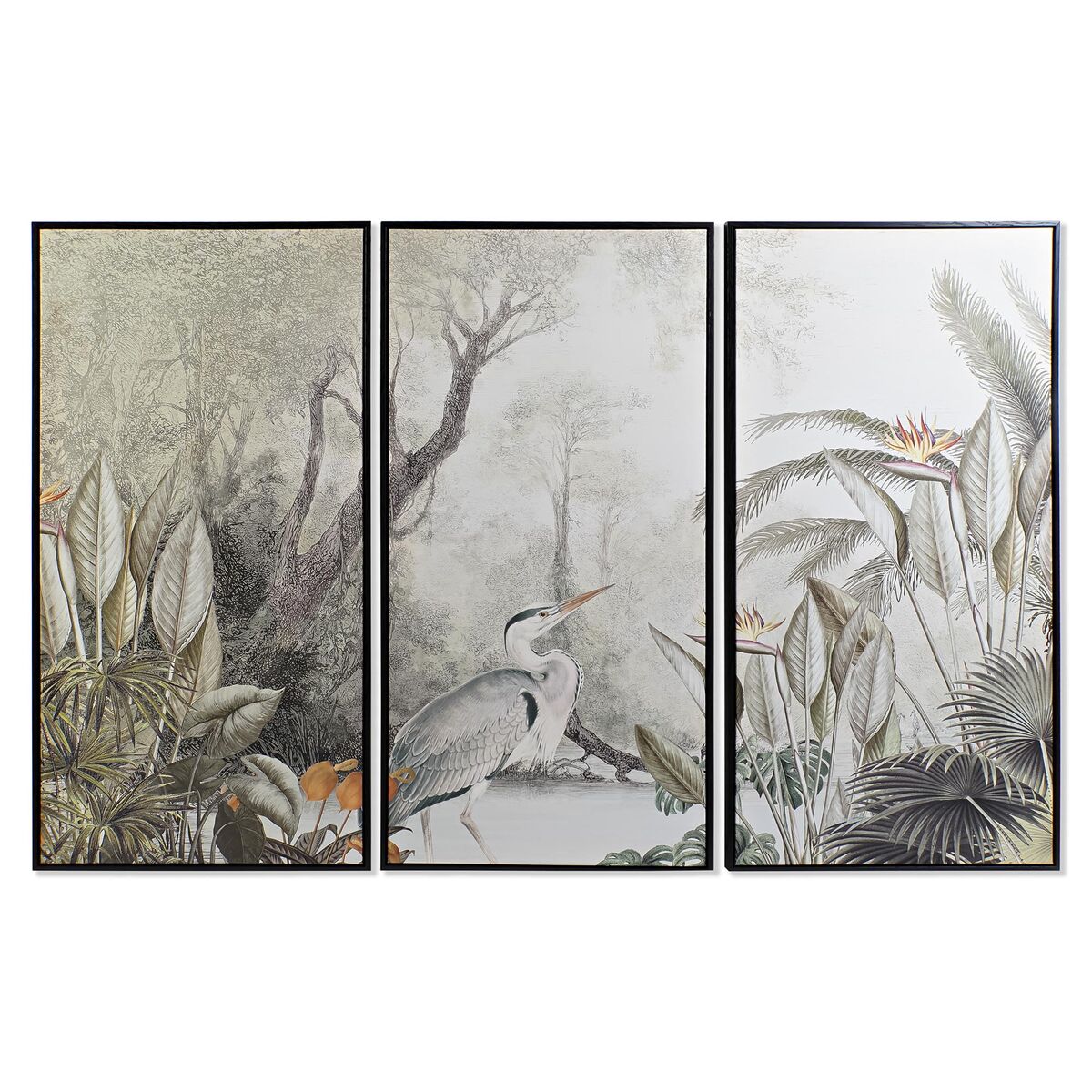 Juego de 3 cuadros DKD Home Decor Tropical (180 x 4 x 120 cm)