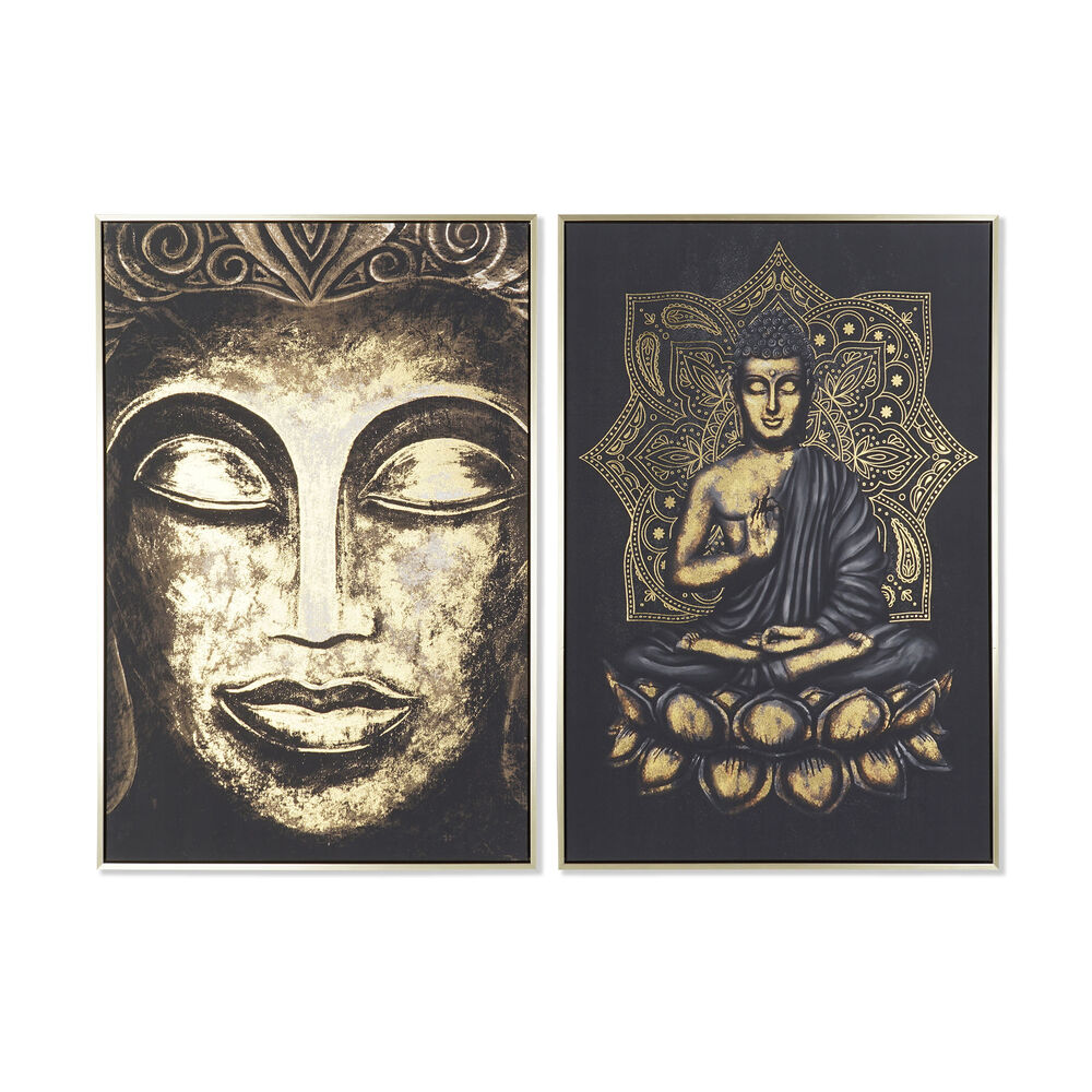 Maleri DKD Home Decor Buddha Orientalsk (63 x 4,5 x 93 cm) (2 enheter)