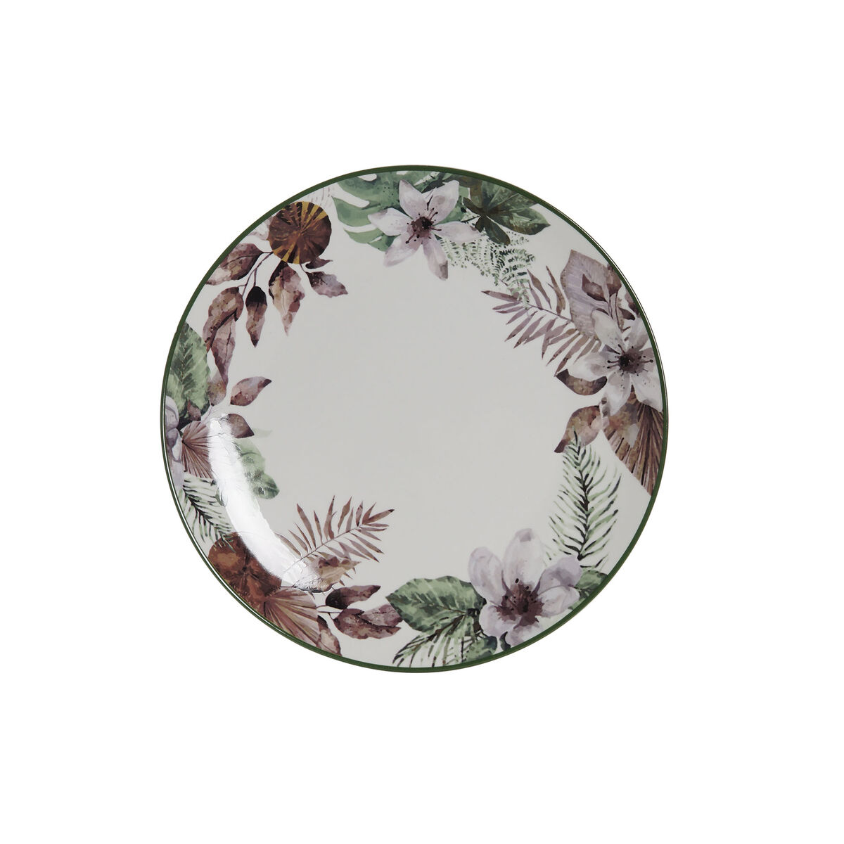 Assiette plate DKD Home Decor Fleurs Porcelaine (27 x 27 x 2 cm)