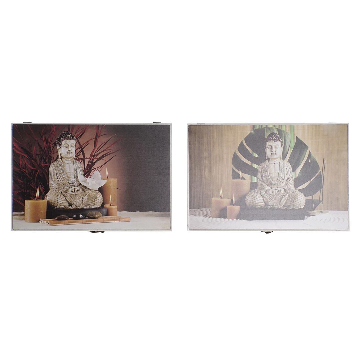 Boîte Décorative DKD Home Decor Multicouleur Bois MDF Buda Compteur (2 Unités)