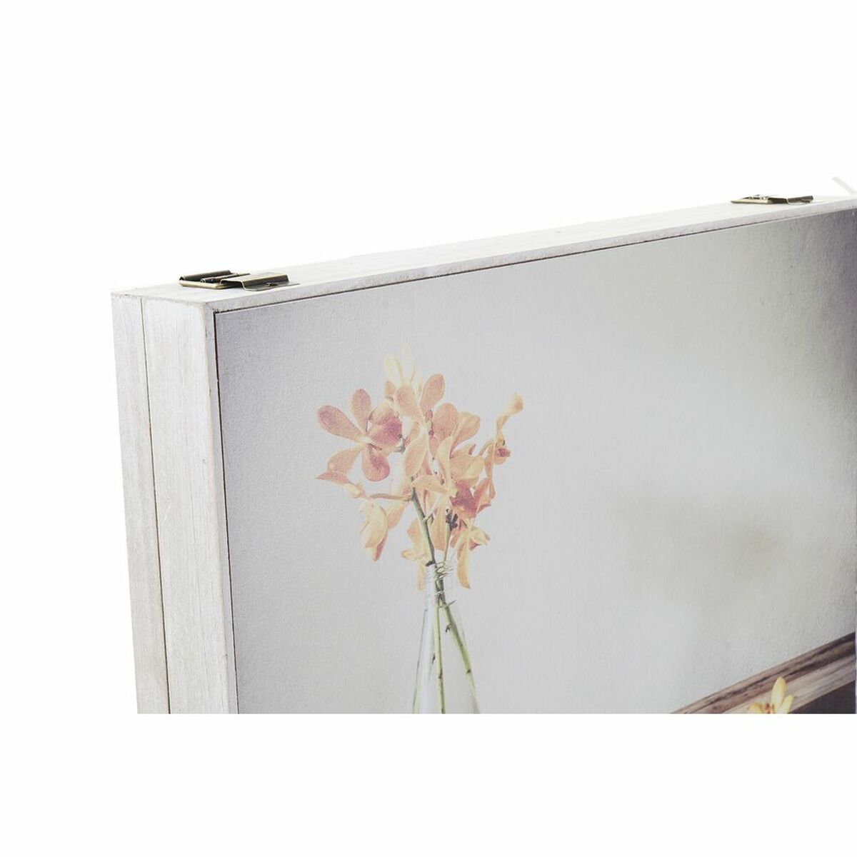 Image secondaire de Boîte Décorative DKD Home Decor Jaune Beige Rose Bois MDF Fleurs Vase Compteur (2 Unités)