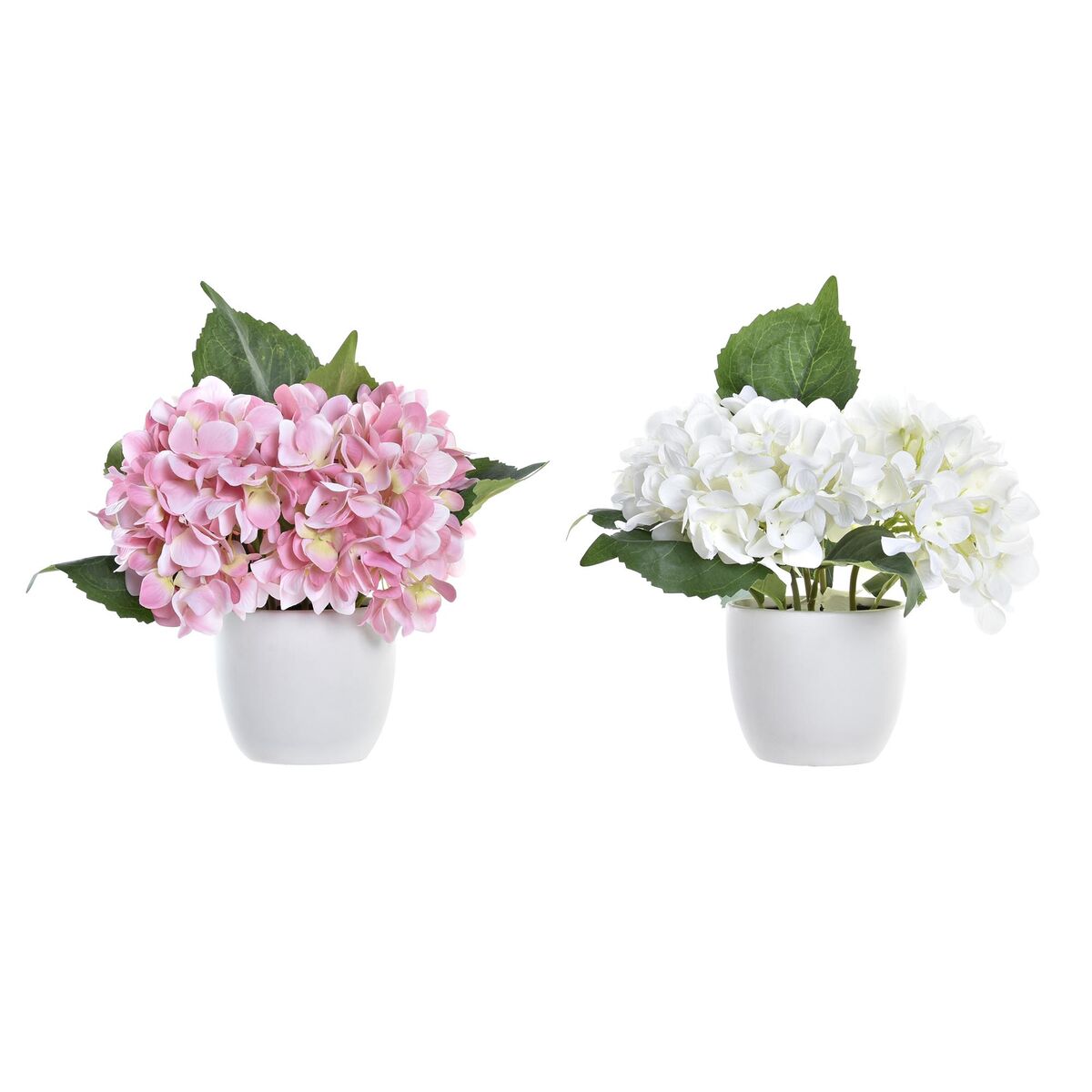 Dekorative Blomster DKD Home Decor Pink Klæde Hvid PE (26 x 26 x 29 cm) (2 enheder)