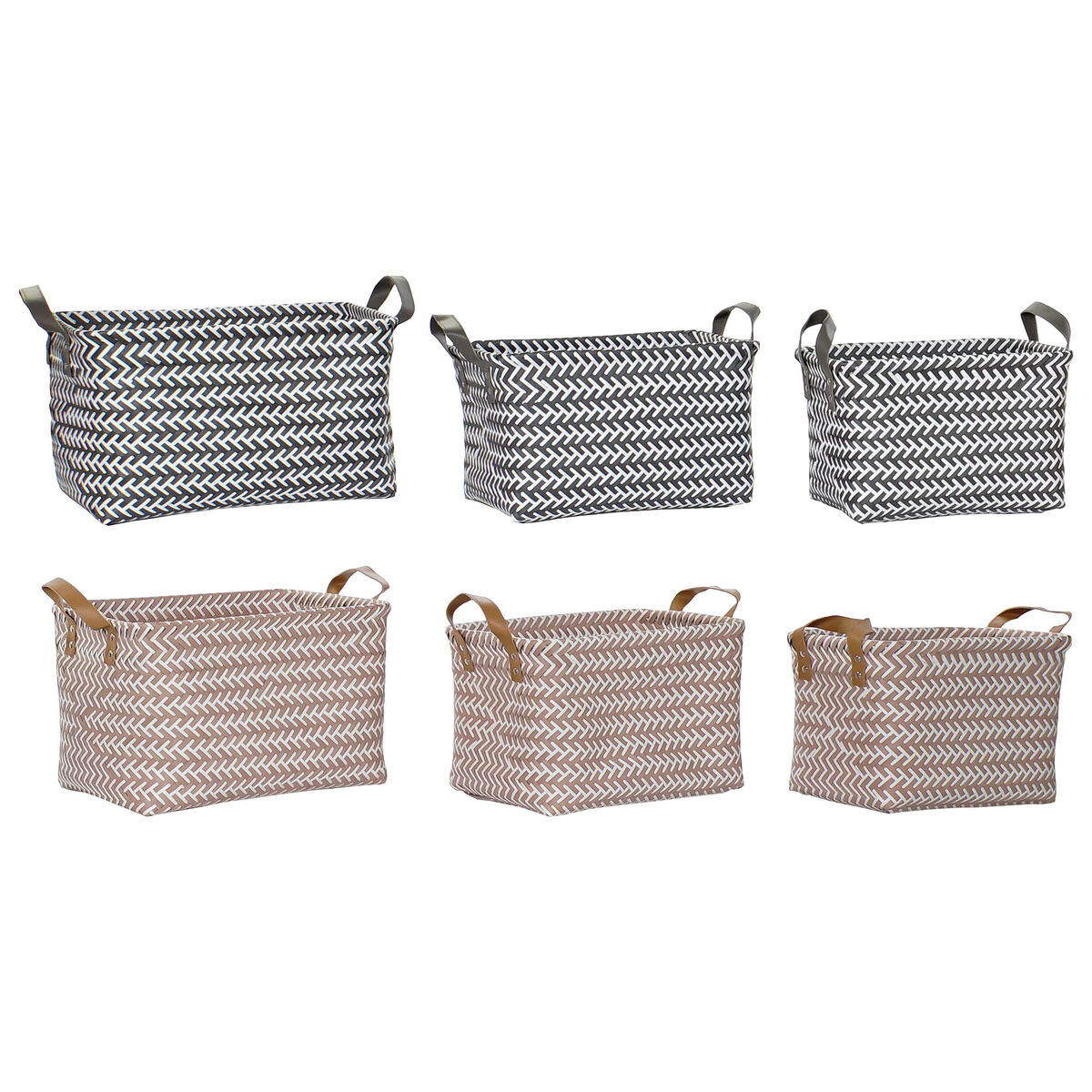 Basket set DKD Home Decor PU PP (37 x 27 x 24 cm) (2 Units)