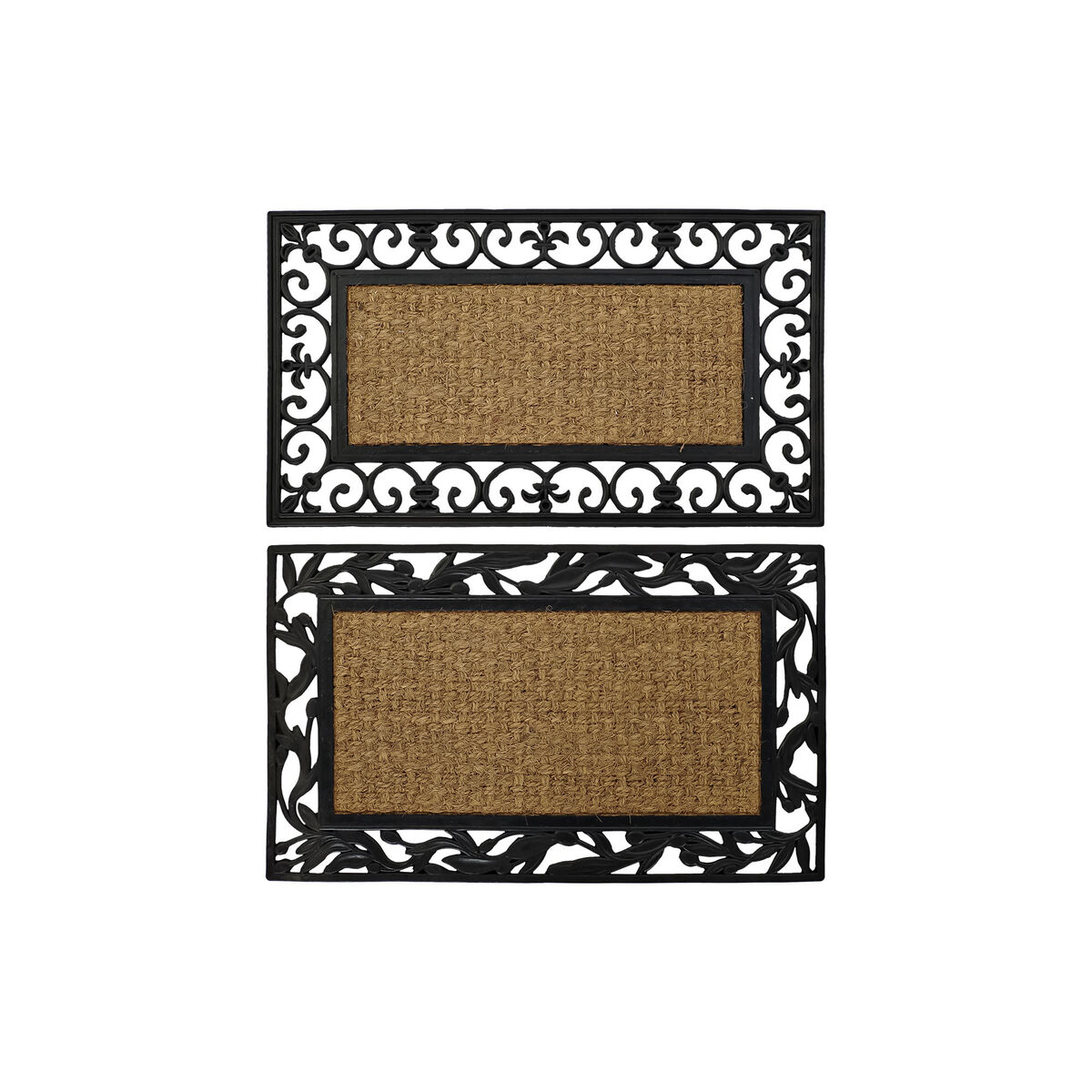 Doormat DKD Home Decor Black Brown Rubber Coconut 2 Units (75 x 45 x 0,5 cm)