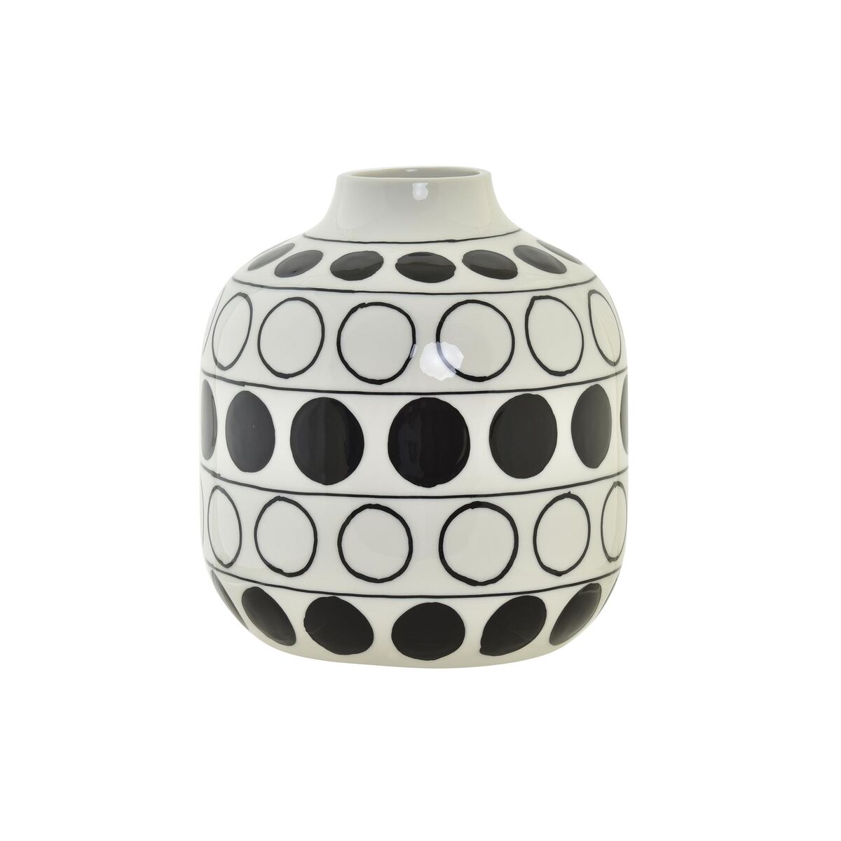 Vase DKD Home Decor Porcelain Black White Modern Circles (16 x 16 x 18 cm)