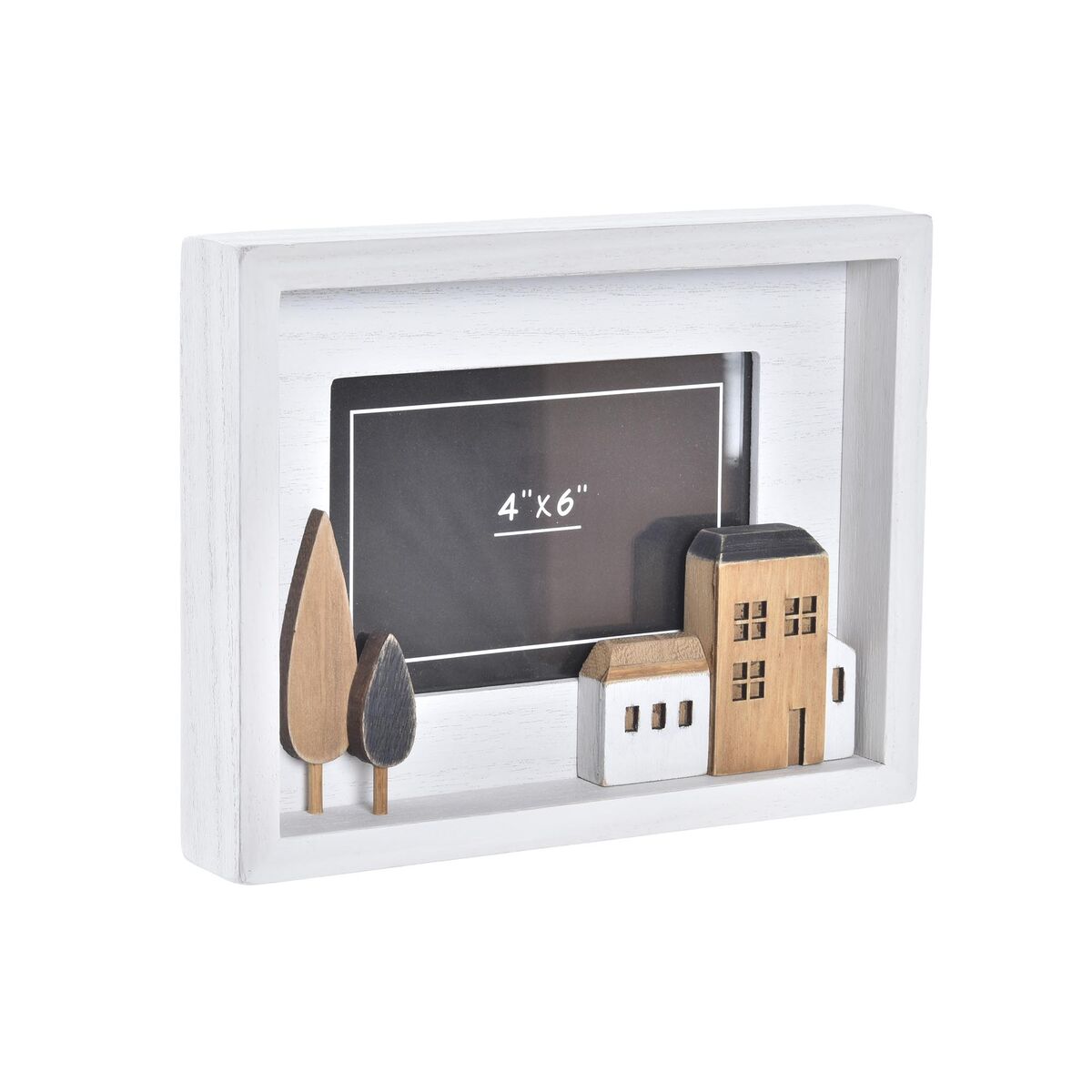 Cadre photo DKD Home Decor Urban Verre Bois Marron Blanc Maisons (22 x 3,5 x 17 cm)