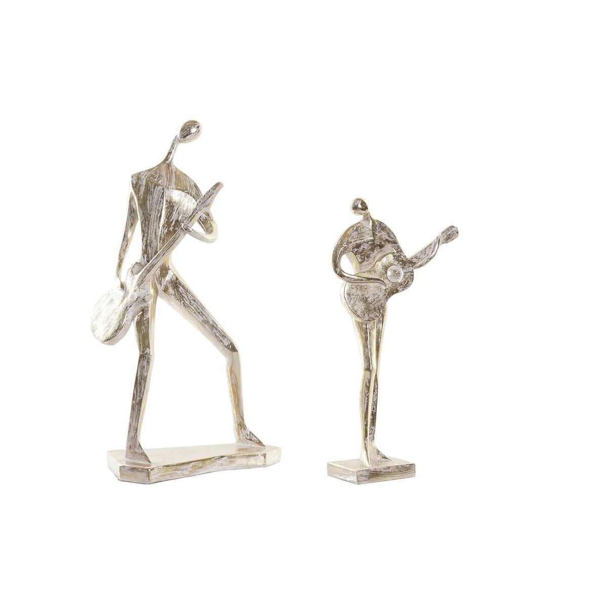 Dekorativ figur DKD Home Decor 21 x 13 x 42 cm 17 x 7,5 x 33 cm Gylden Musiker (2 enheder)