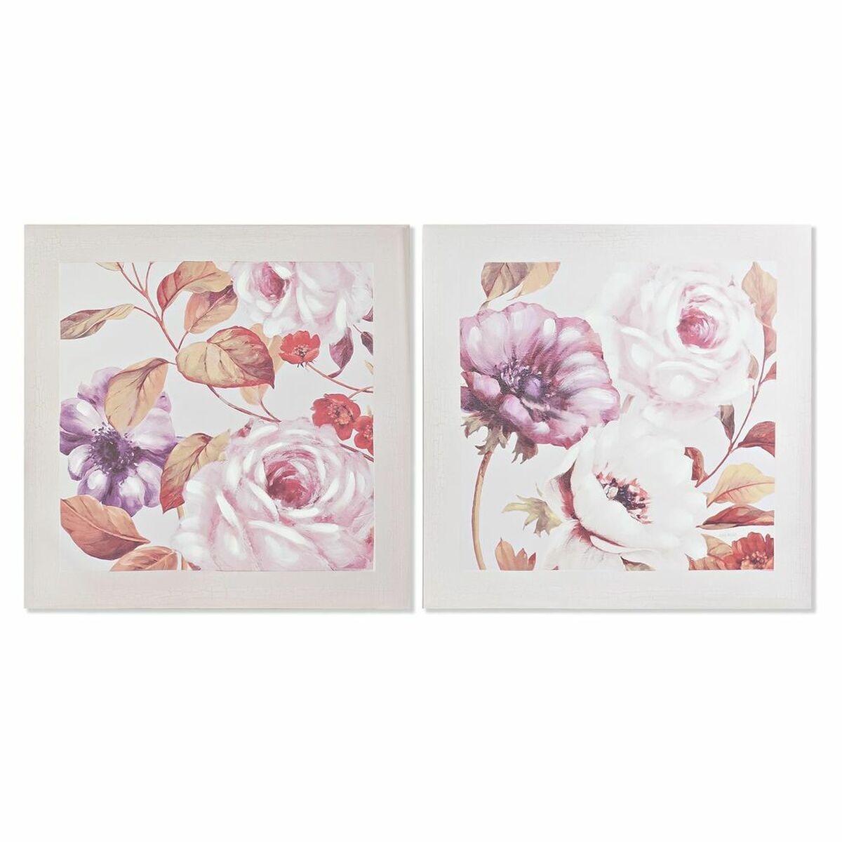 Cadre DKD Home Decor Roses Romantique 70 x 3 x 70 cm (2 Unités)