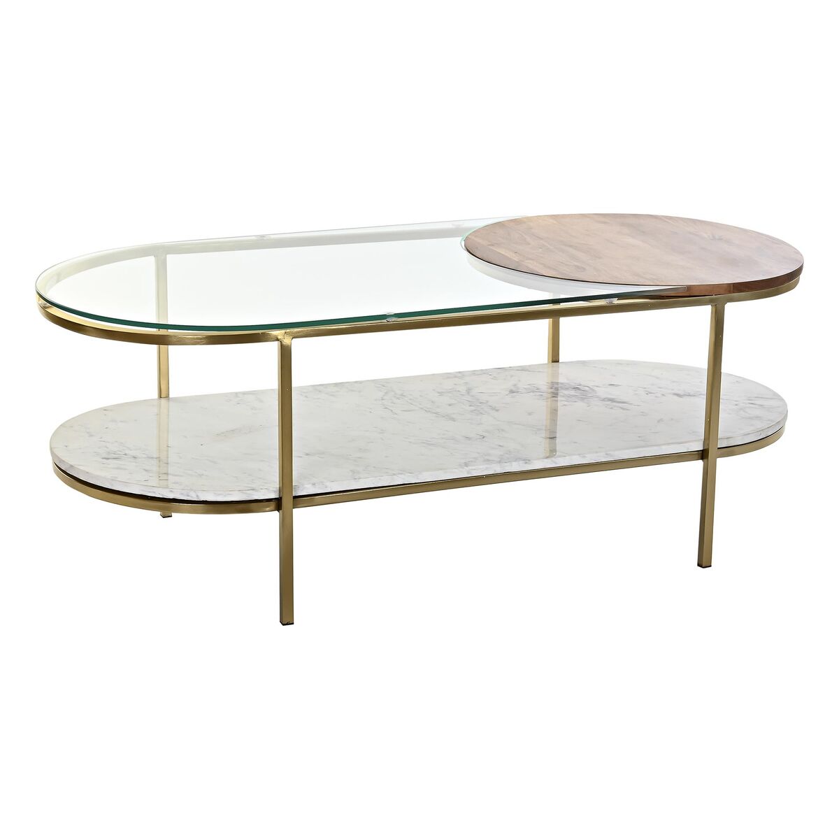 Table Basse DKD Home Decor 116 x 50 x 43 cm Doré Métal Aluminium Marbre Glamour