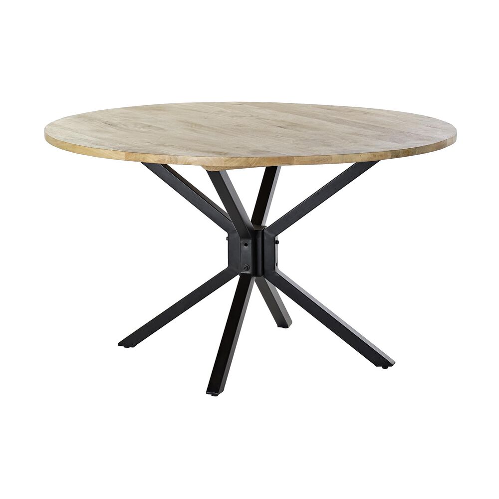 Dining Table DKD Home Decor Natural Black Metal Mango wood (127 x 127 x 75 cm)