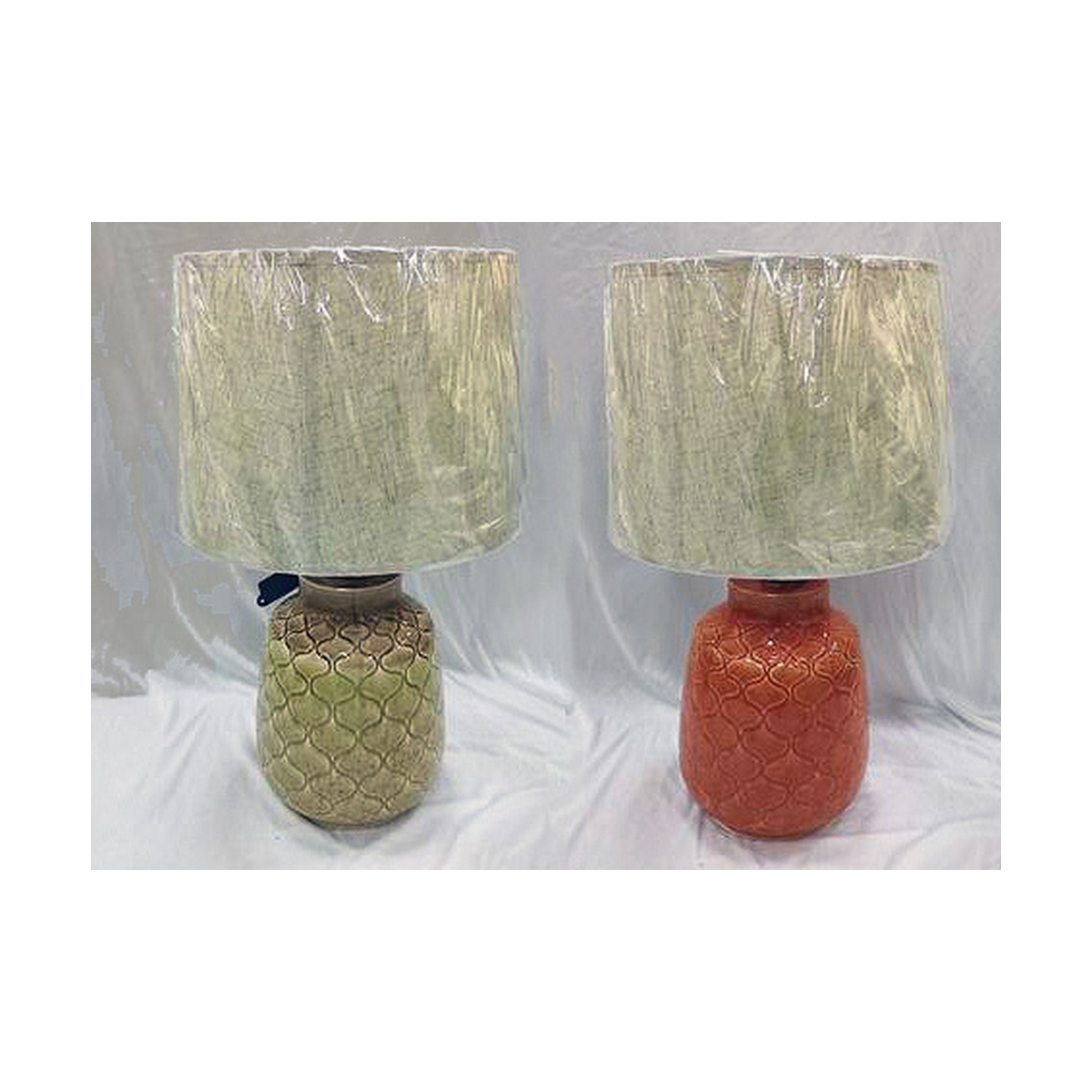 Lampe de bureau DKD Home Decor Porcelaine Beige Orange Vert 220 V 50 W 32 x 32 x 53 cm (2 Unités)