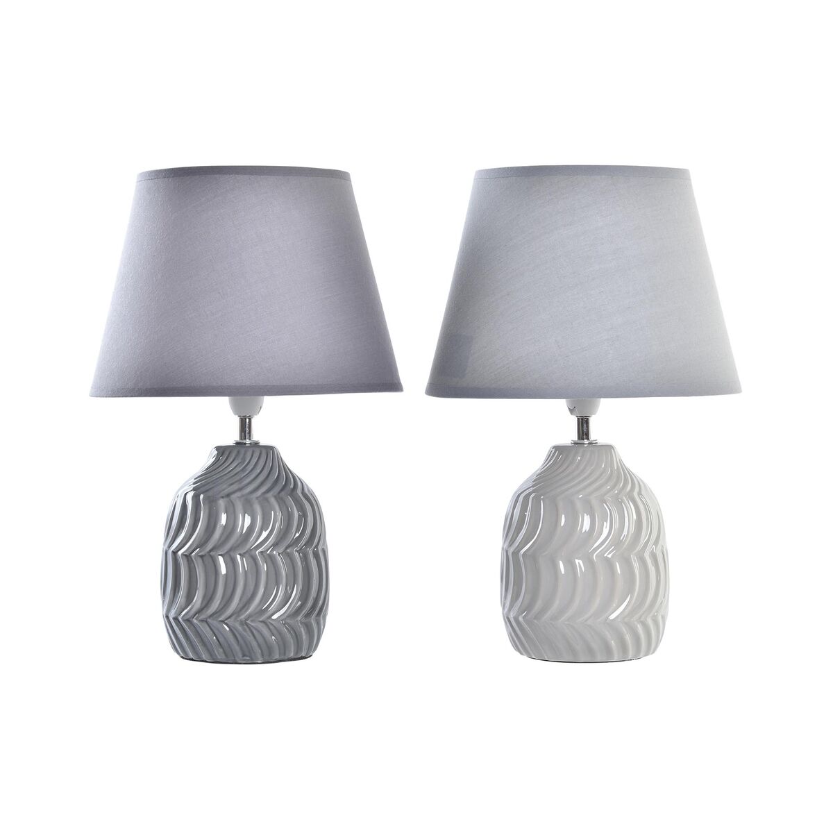 Desk lamp DKD Home Decor 25W Waves Dark grey Light grey 220 V Oriental (22 x 22 x 34 cm) (2 Units)