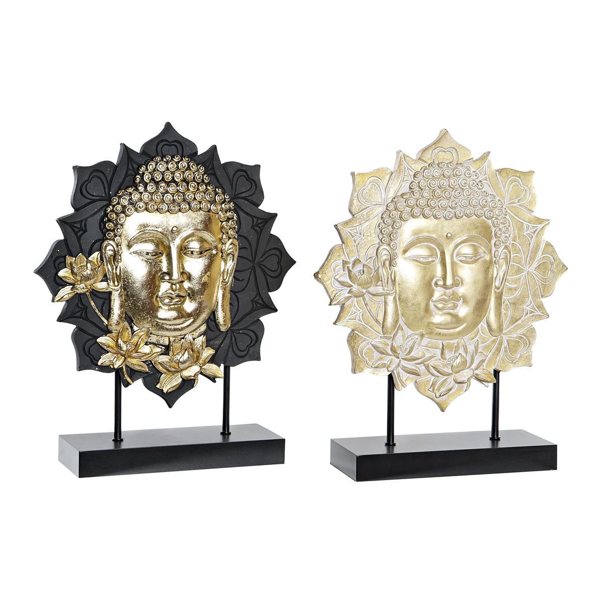 Decorative Figure DKD Home Decor Black Golden Buddha MDF Resin (27 x 8 x 33,5 cm) (2 Units)