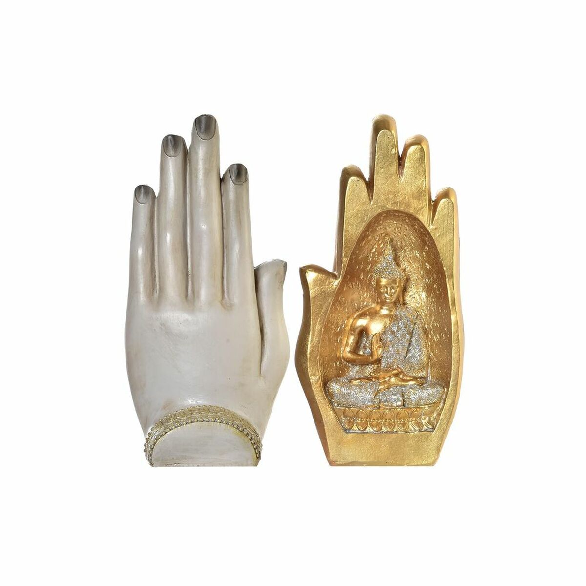 Image secondaire de Figurine Décorative DKD Home Decor Gris Doré Buda Résine (10 x 7,2 x 20,9 cm) (2 Unités)