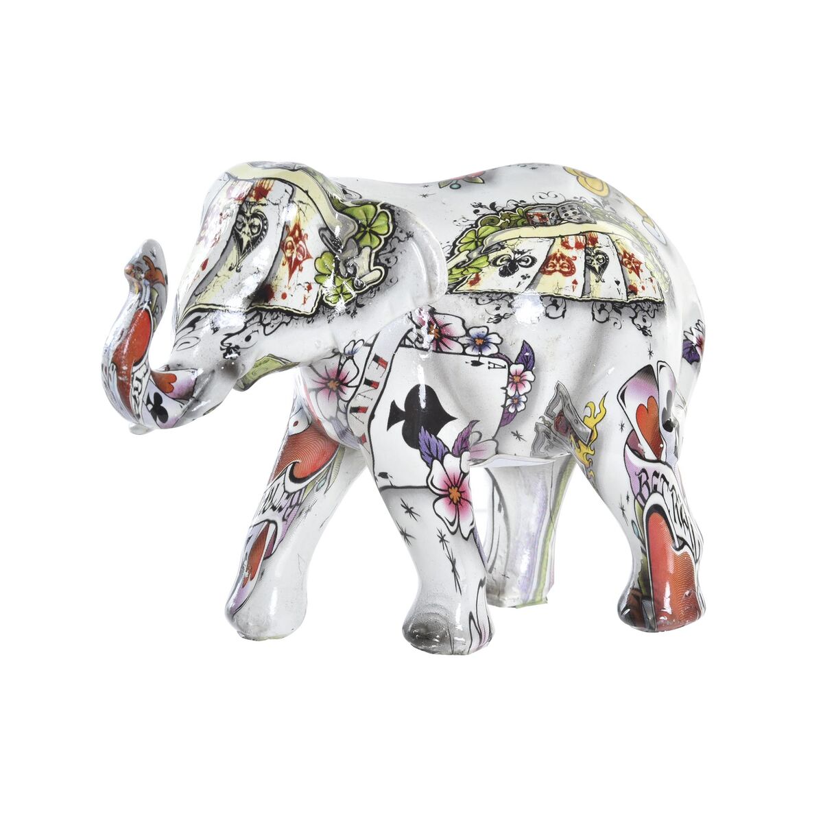 Figurine Décorative DKD Home Decor 11 x 5 x 9 cm Eléphant Blanc Multicouleur Colonial
