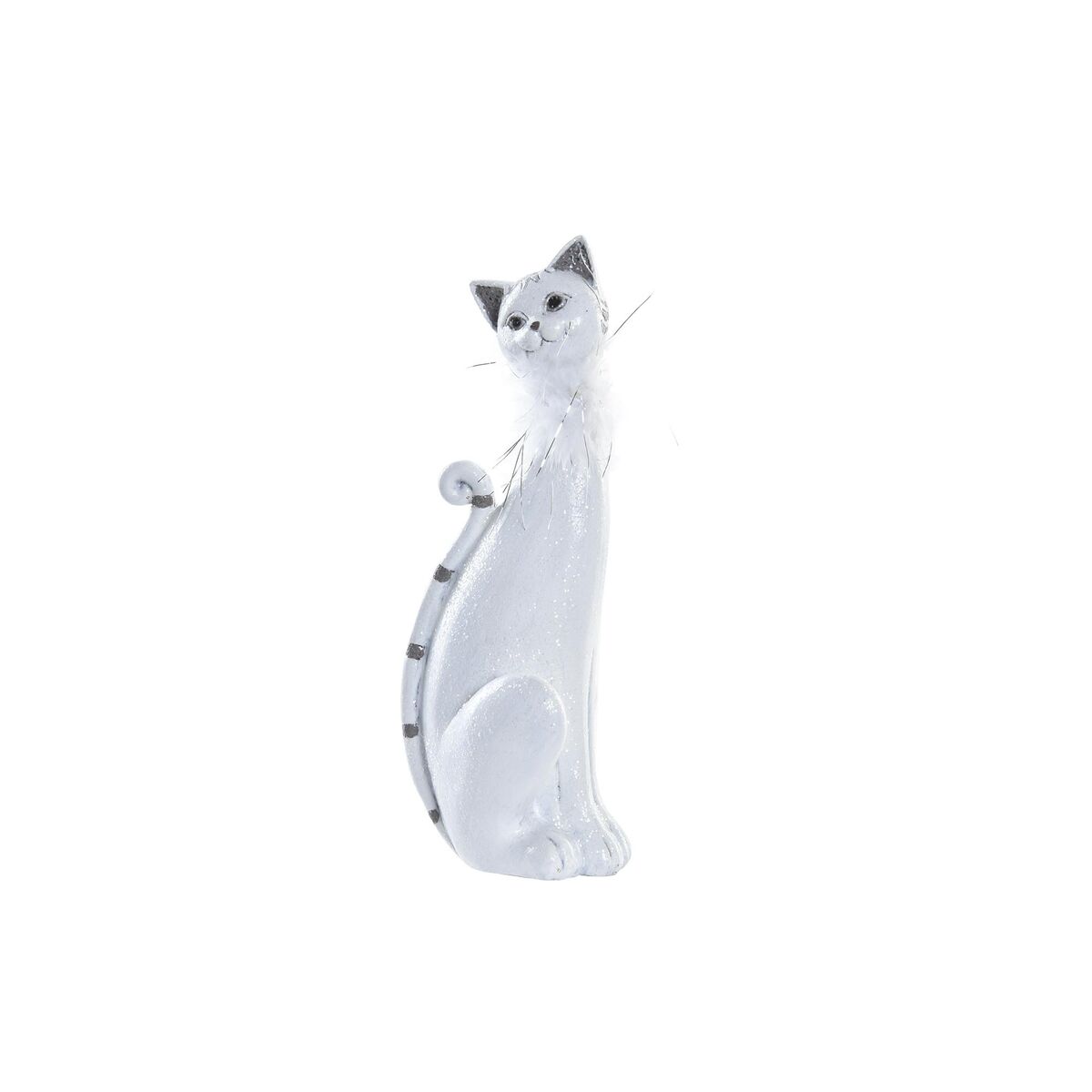 Figurine Décorative DKD Home Decor Blanc Romantique Chat 9 x 9 x 24 cm