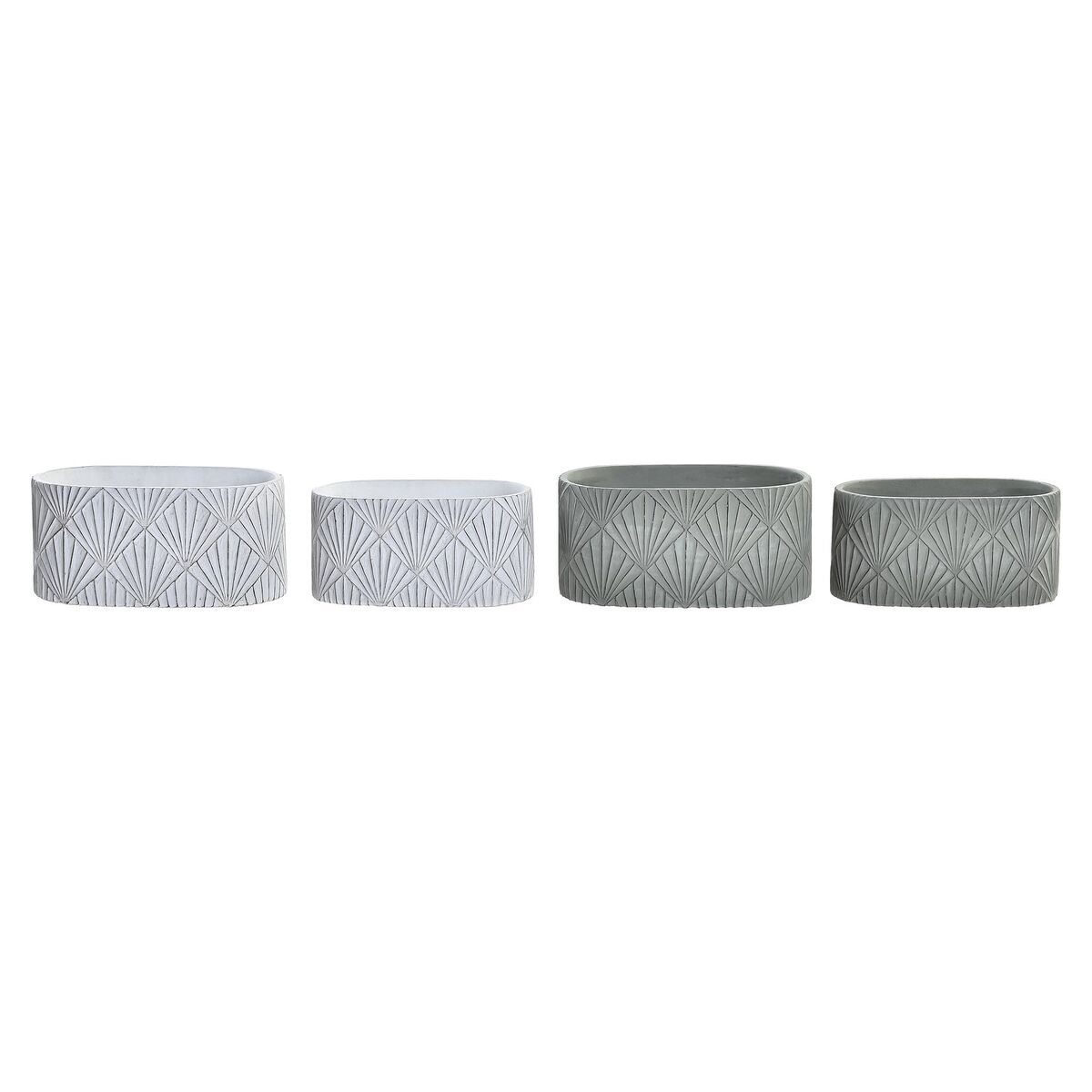 Set de Macetas DKD Home Decor Cemento Blanco Verde (23 x 13 x 11 cm) (2 Unidades)