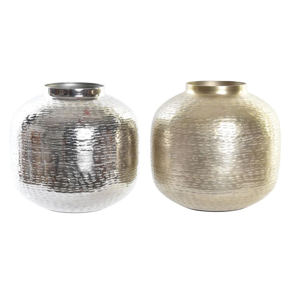 Vase DKD Home Decor Golden Champagne Silver Aluminium Modern (24 x 24 x 22 cm) (2 Units)  