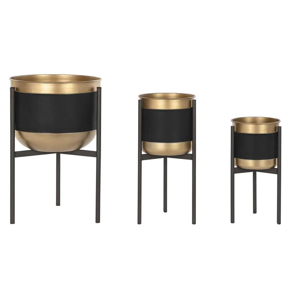 Set de pots DKD Home Decor Noir Métal Cuivre (34 x 34 x 50 cm)