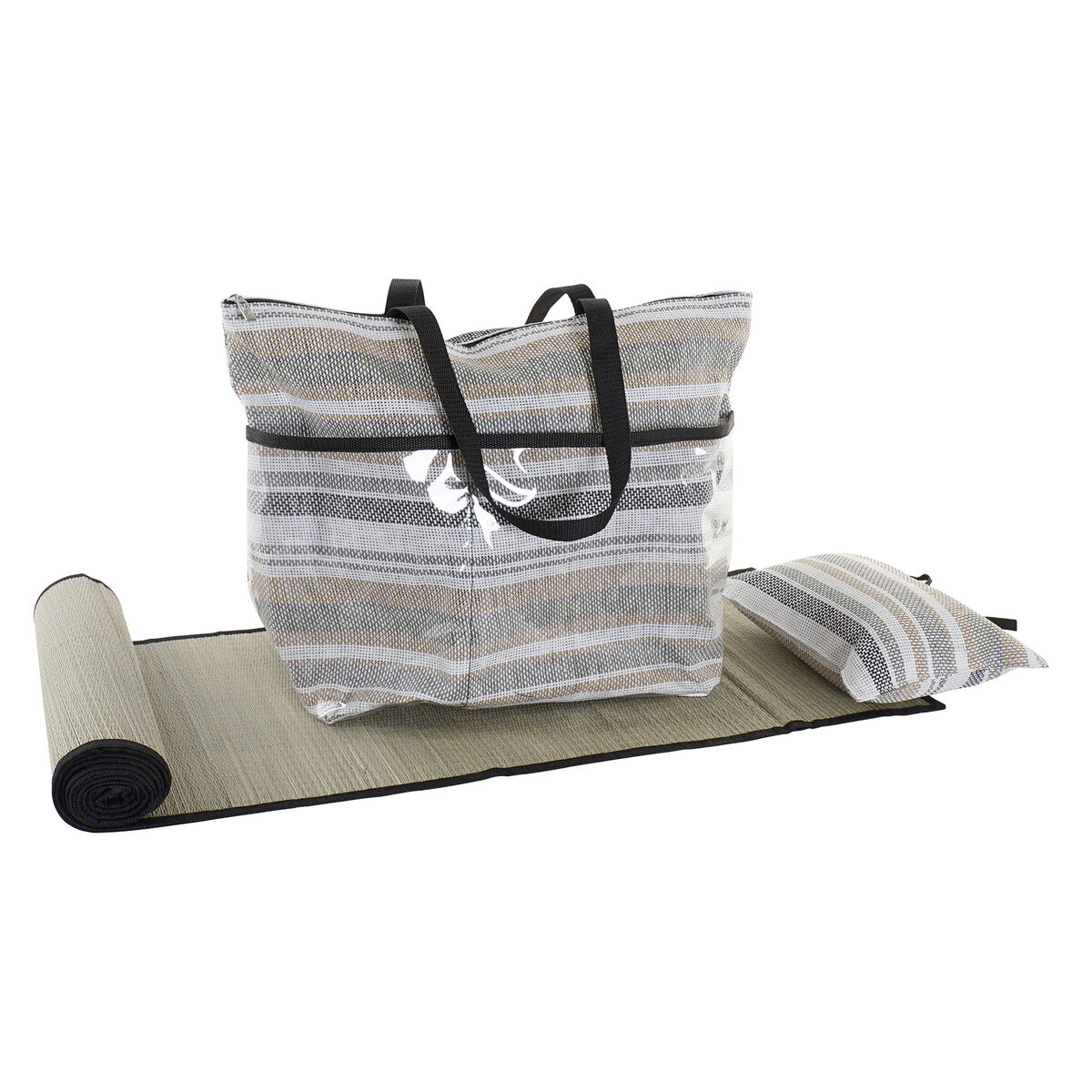 Strandtas DKD Home Decor Blauw Bruin Groen Grijs Munt PVC Canvas 44 x 23 x 62 cm (2 Stuks)