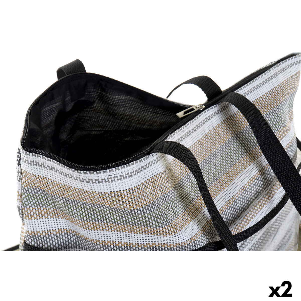 Strandtas DKD Home Decor Blauw Bruin Groen Grijs Munt PVC Canvas 44 x 23 x 62 cm (2 Stuks)
