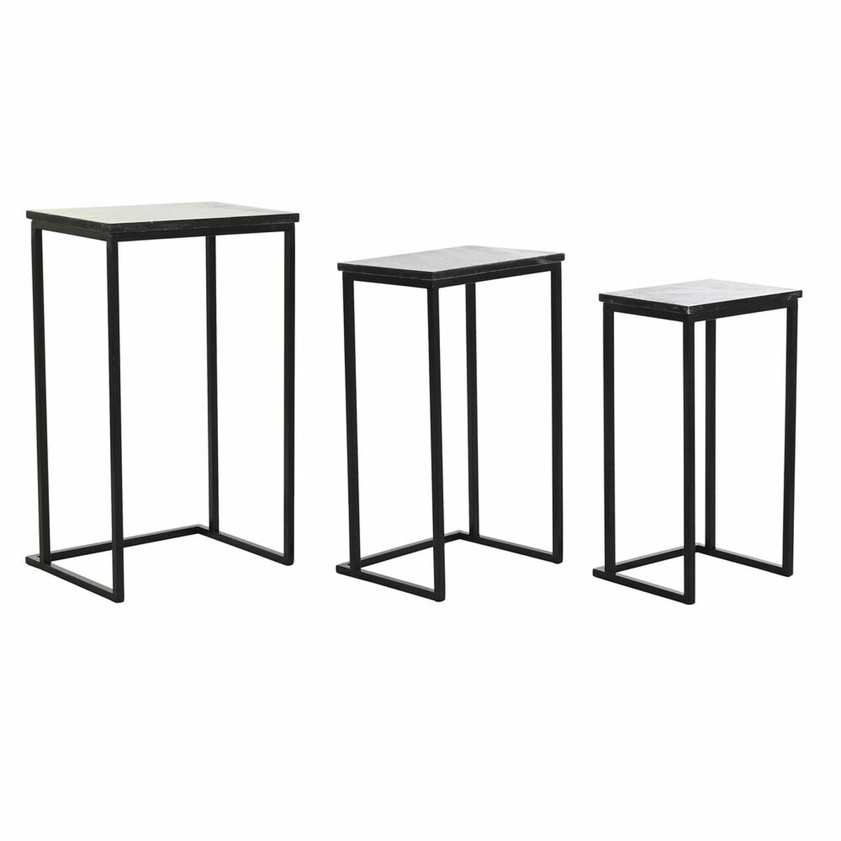 Juego de 3 Mesitas DKD Home Decor 40 x 26 x 65 cm Negro Metal Mármol