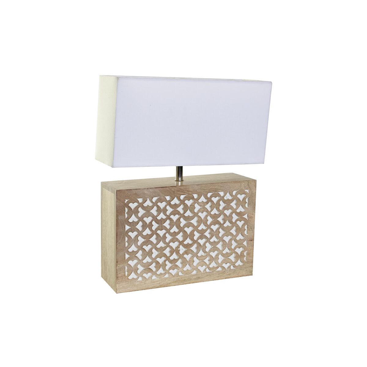 Lampe de bureau DKD Home Decor Marron Polyester Blanc Bois de manguier 50 W (33 x 12 x 41 cm)