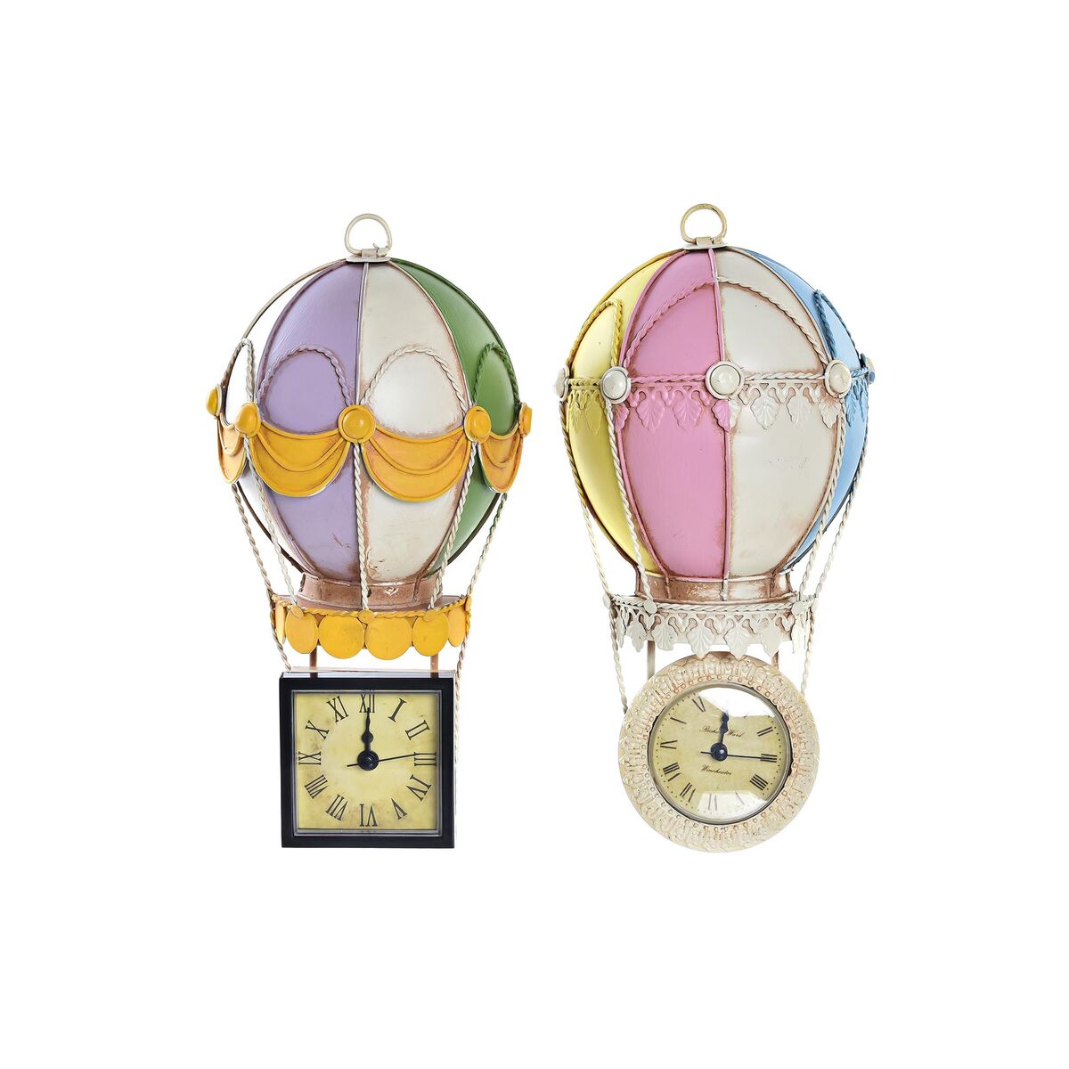 Reloj de Pared DKD Home Decor Metal Globo Multicolor Vintage (26 x 7 x 13,5 cm) (2 Unidades)