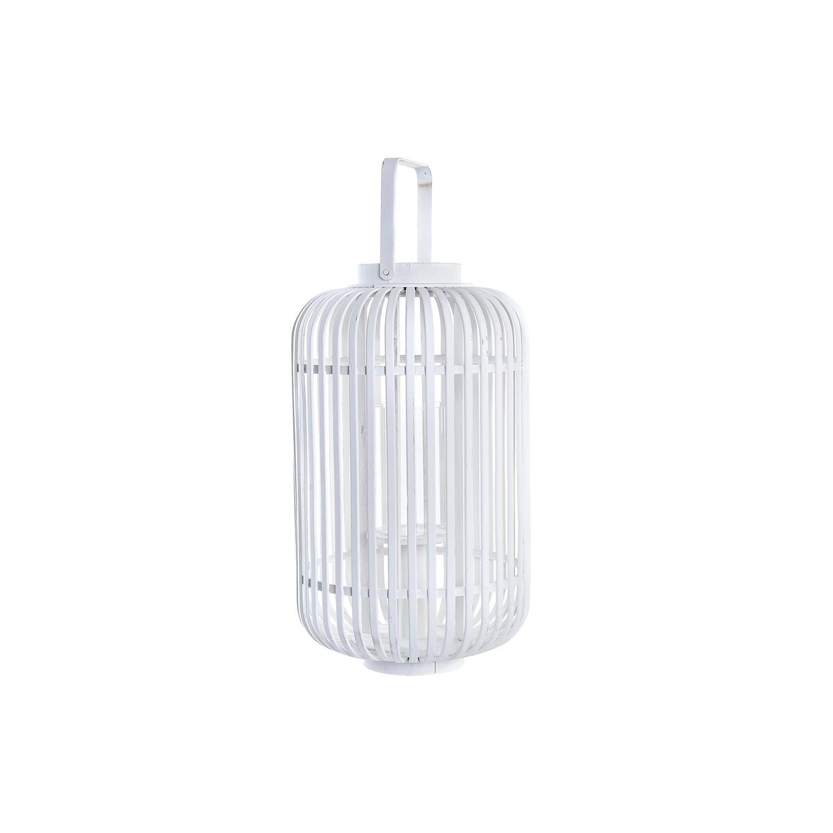 Lanterna DKD Home Decor Krystal Hvid Bambus (28 x 28 x 47 cm)