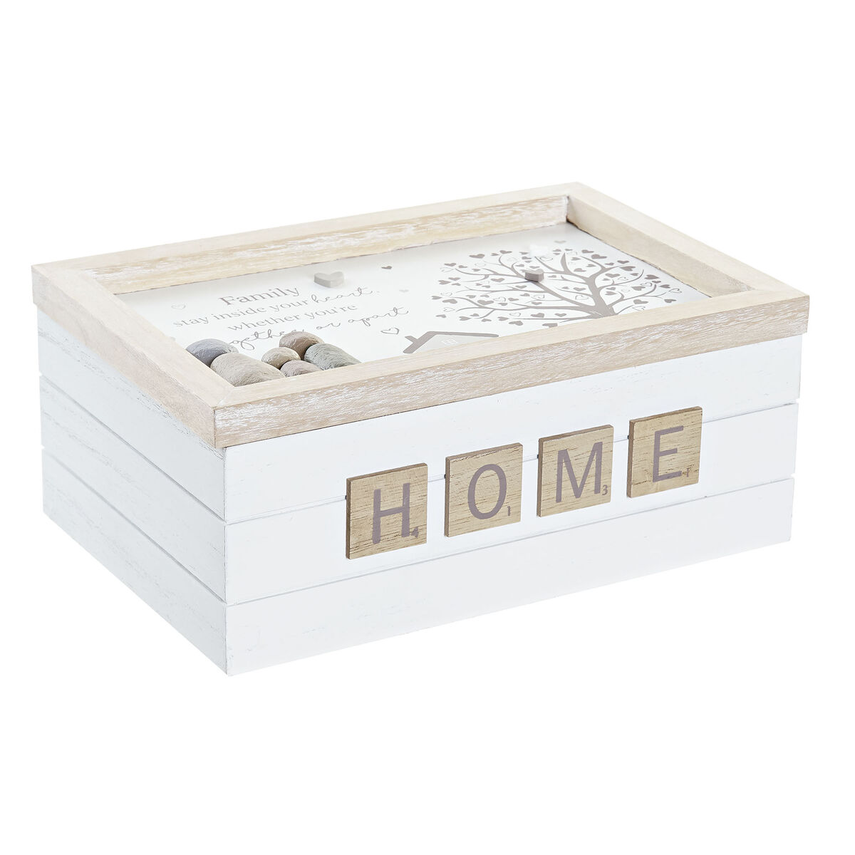 Boîte Décorative DKD Home Decor Naturel MDF Blanc (24 x 16 x 10 cm)