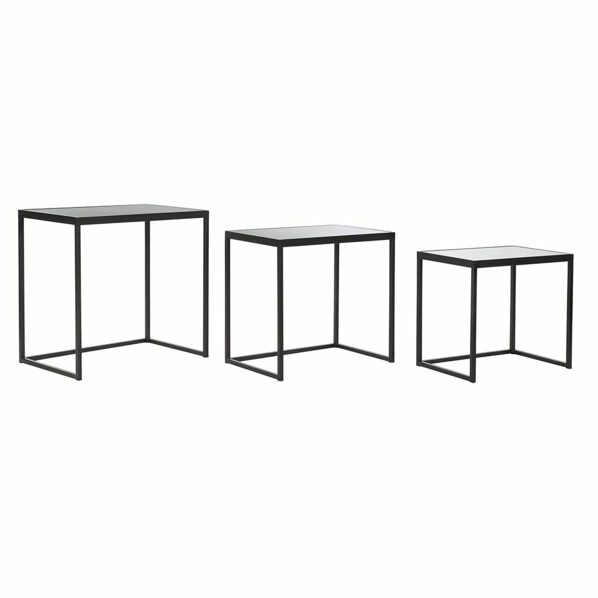 Set de 3 Tables Gigognes DKD Home Decor 58 x 36,5 x 53,5 cm Verre Noir Métal