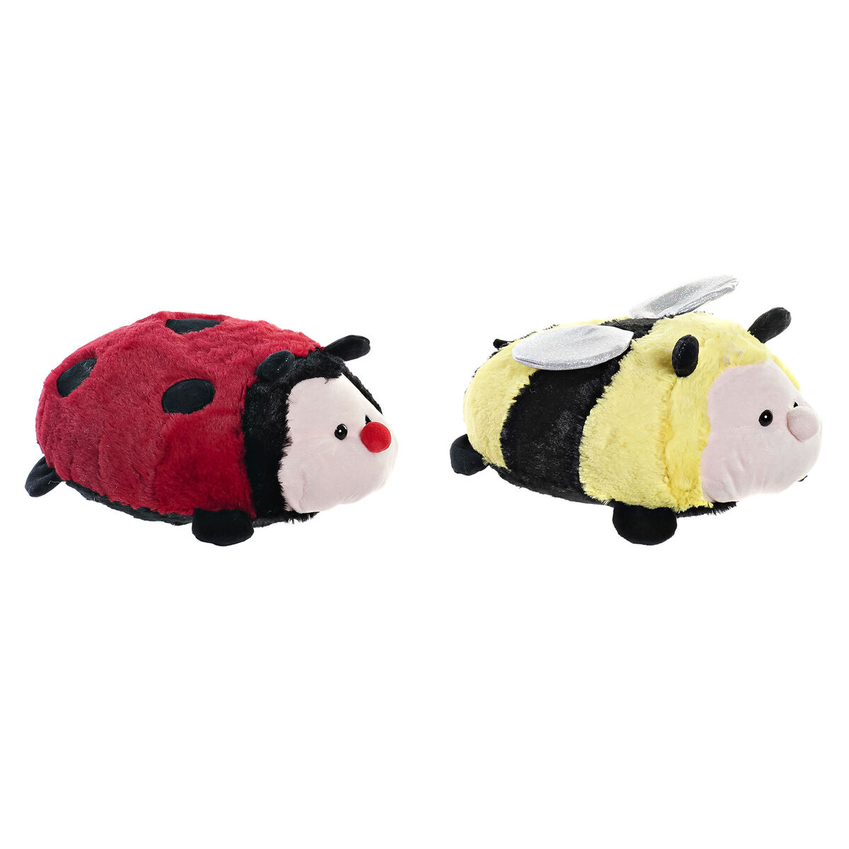 Fluffy toy DKD Home Decor Bee Ladybird Polyester Children's (2 Units)