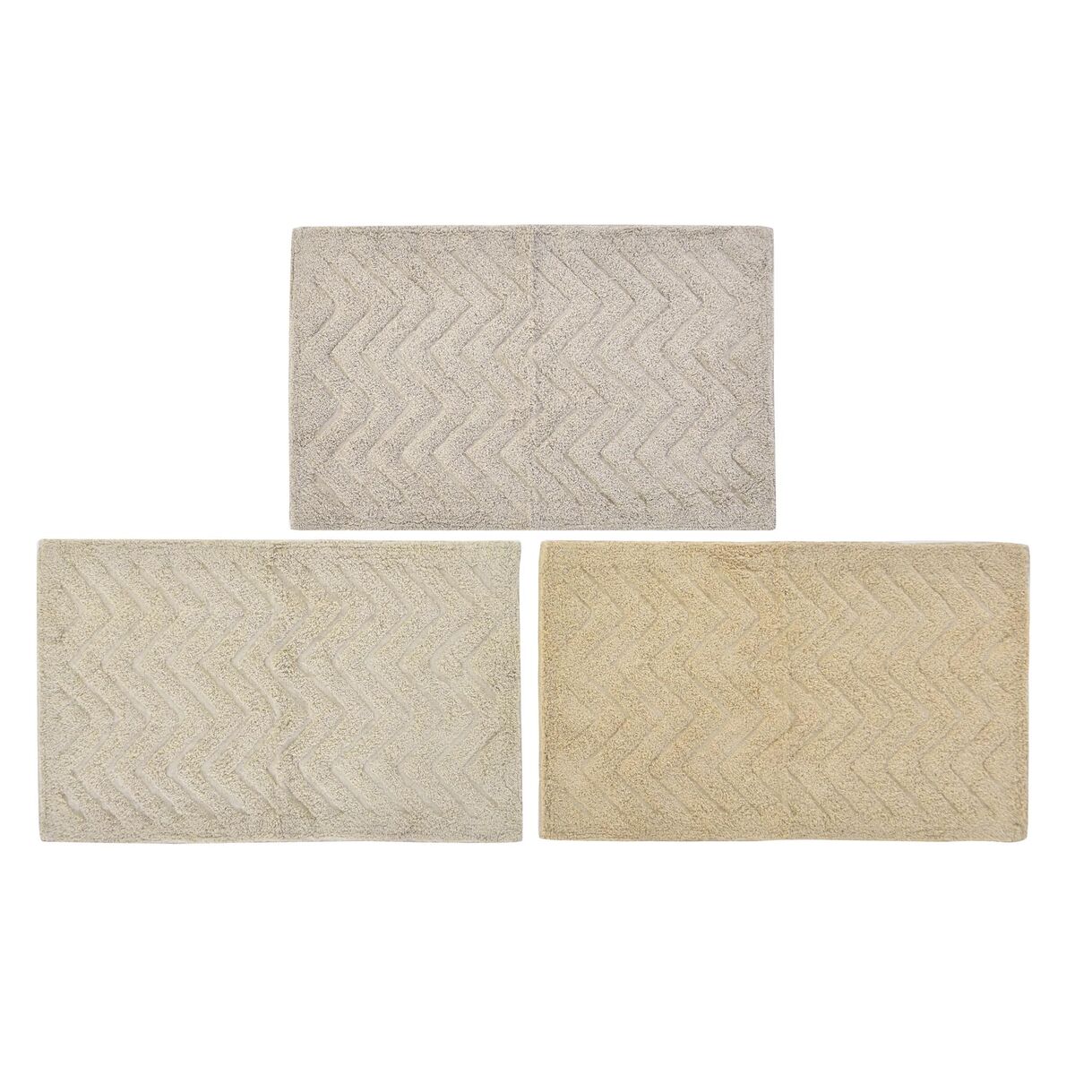 Tapis de bain DKD Home Decor Beige Marron Coton Marron Clair (80 x 50 x 1 cm) (3 Unités)