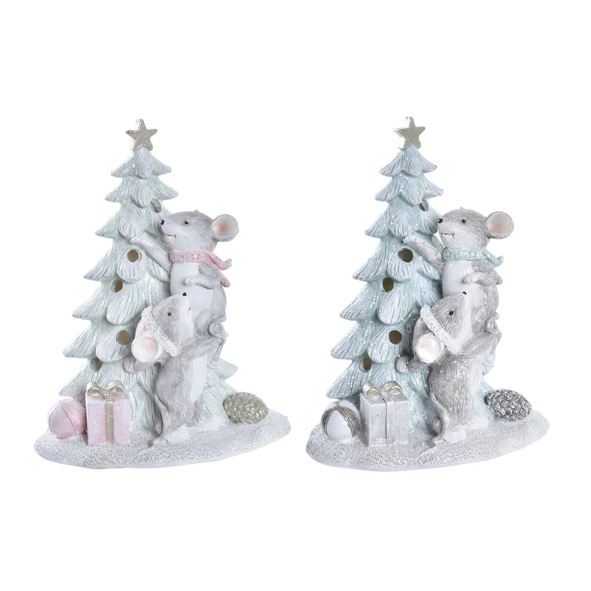 Décorations de Noël DKD Home Decor Souris Résine (13 x 8,5 x 16 cm) (2 Unités)
