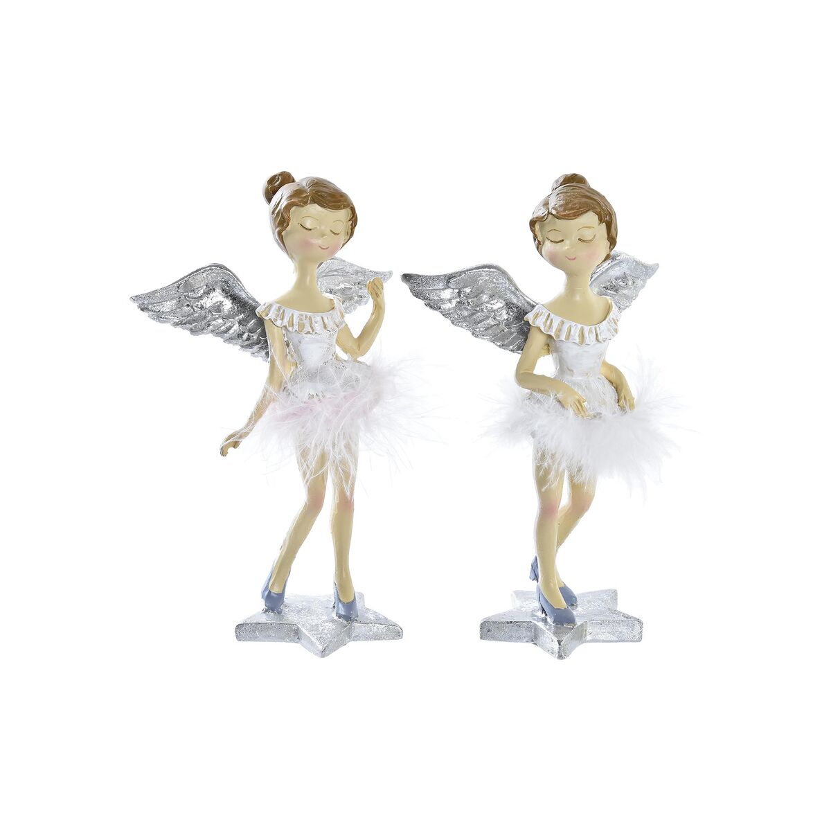 Décorations de Noël DKD Home Decor Résine Ange (11 x 9 x 17 cm) (2 Unités)
