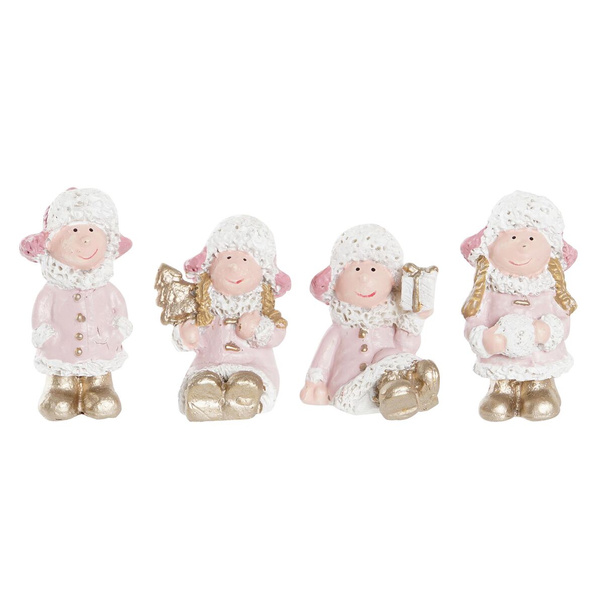 Décorations de Noël DKD Home Decor Résine Ange (3,5 x 2,5 x 4 cm) (4 Unités)