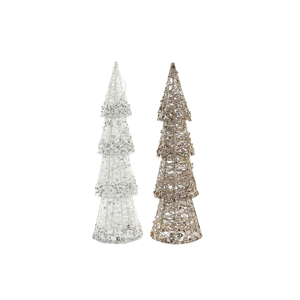 Verlichte decoratie DKD Home Decor Kerstmis Champagne Boomstructuur Wit (14 x 14 x 50 cm) (2 Stuks)