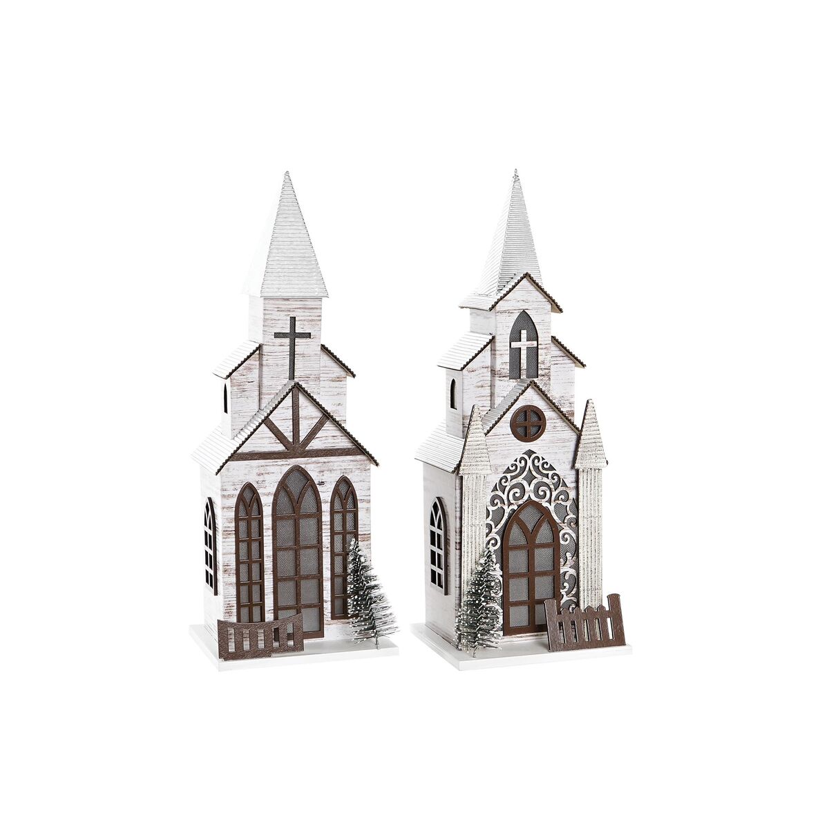 Décorations de Noël DKD Home Decor Église MDF (12,5 x 11 x 33 cm) (2 Unités)